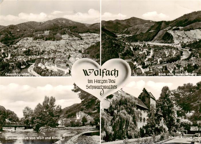 Wolfach Gesamtansicht Panorama Blick vom Vorstadtberg Zusammenfluss von Wolf und