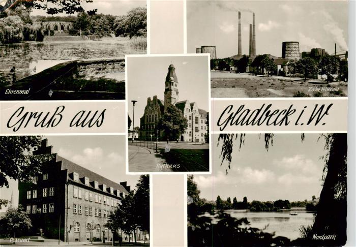 Gladbeck Ehrenmal Zeche Hibernia Postamt Rathaus Nordpark