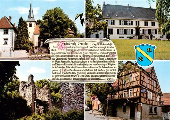 Fraenkisch-Crumbach Ortsmotive Kirche Fachwerkhaus Burgruine Historie