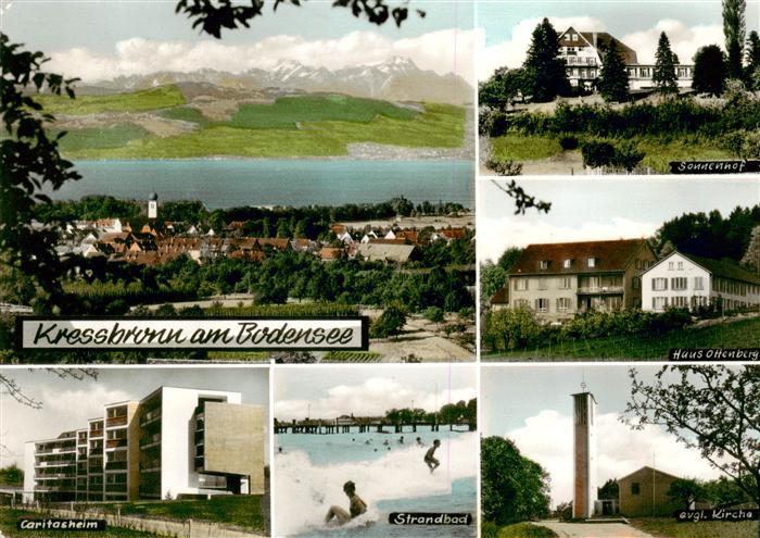 Kressbronn Bodensee Panorama Blick gegen die Alpen Hotels Sonnenhof Haus Ottenbe