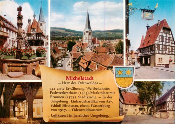 Michelstadt Altstadt Marktbrunnen Historisches Rathaus Kirche Fachwerkhaus Histo