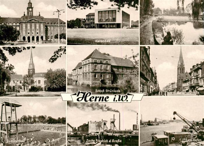 Herne  Westfalen Rathaus Hallenbad Stadtgarten Haranni Platz Schloss Struenkede