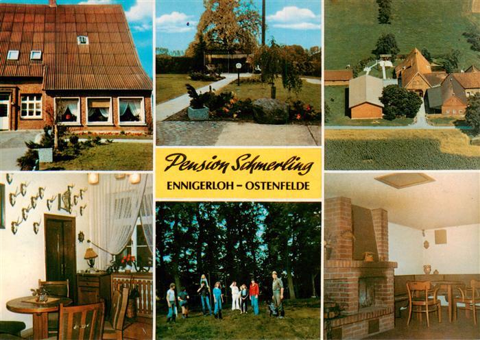 Ostenfelde Oelde Pension Schmerling Gaststube Kamin Garten Luftaufnahme