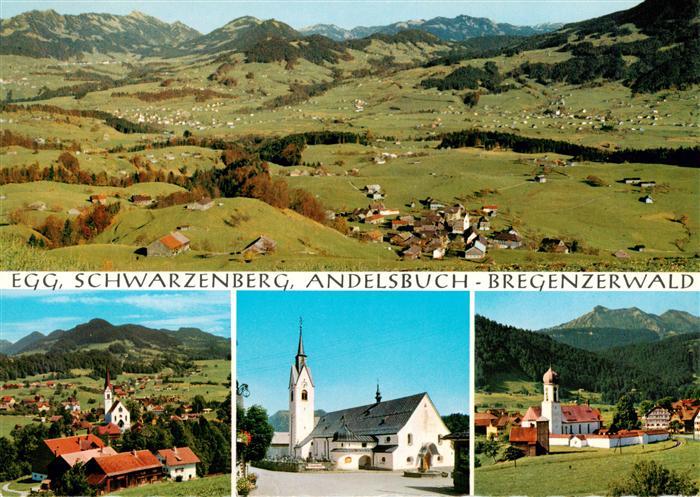 Egg Bregenzerwald Vorarlberg AT Panorama mit Schwarzenberg und Andelsbuch Kirche