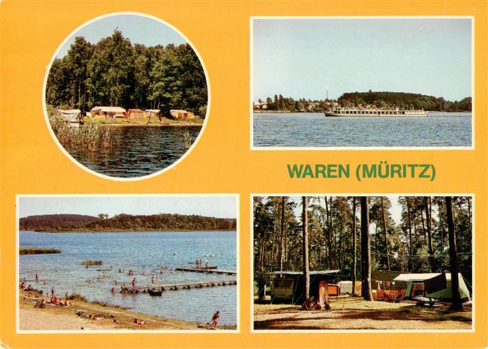 Waren Mueritz Zeltplatz Kamerun Mueritz mit MS Fontane Badestelle Zeltplatz Eckt