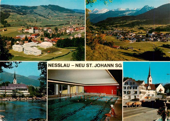 Nesslau SG und Neu St Johann Panorama Hallenbad Kirche Dorfplatz