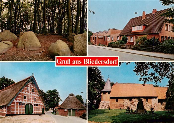 Bliedersdorf Findlinge Strassenpartie Scheune Kirche