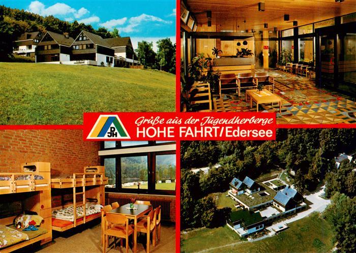 Edersee Jugendherberge Hohe Fahrt Gaststube Schlafraum Fliegeraufnahme