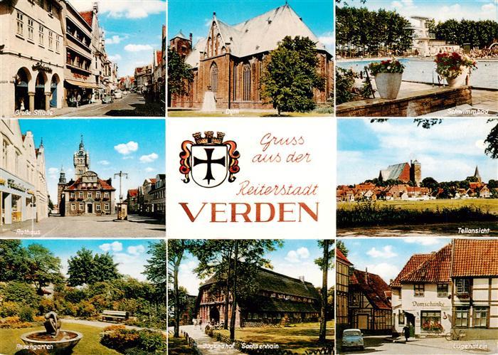 Verden Aller Grosse Strasse Dom Schwimmbad Rathaus Teilansicht Rosengarten Jugen