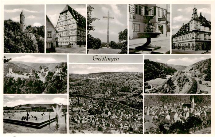 Geislingen Steige Orts und Teilansichten Brunnen Kreuz Schwimmbad Fliegeraufnah