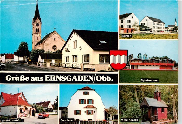 Ernsgaden Kirche Schule Sportzentrum Graf Ernest Strasse Forsthaus Wald Kapelle