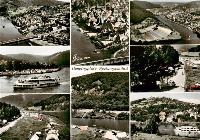 Neckargemuend Fliegeraufnahmen Neckar Ausflugsschiff Campingplatz