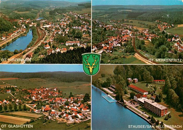 Hirzenhain Wetteraukreis mit Merkenfritz Glashuetten und Stausee Sanatorium Hill