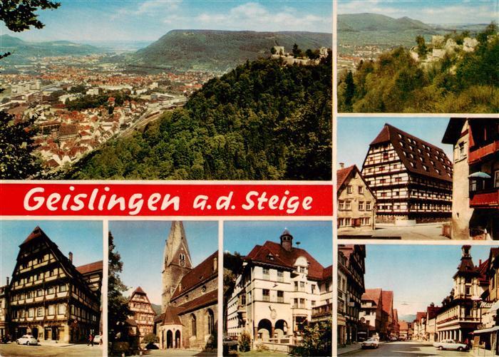 Geislingen  Steige Panorama Fachwerkhaeuser Kirche Ortspartien