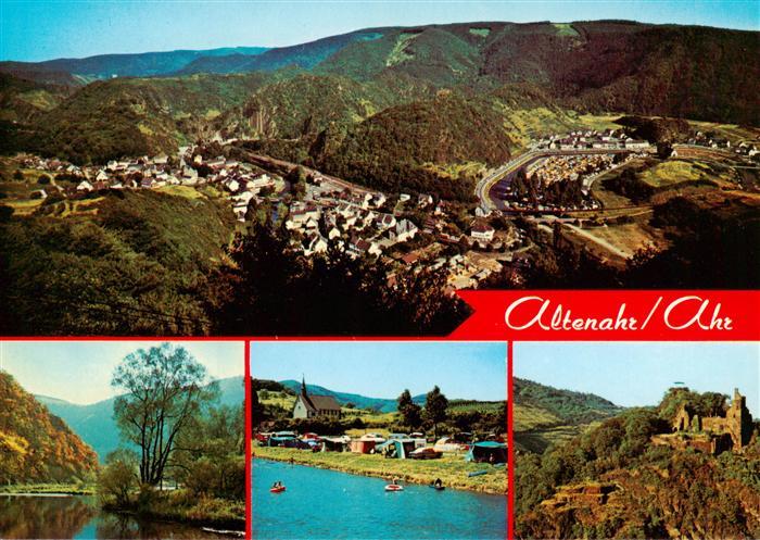 Altenahr Fliegeraufnahme Campingplatz und Burg Are Ahrpartien
