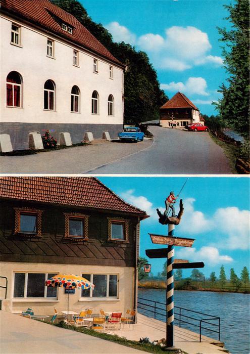 Hausen Lohr Main Gasthof Mainfaehre mit Gaestehaus Wegweiser