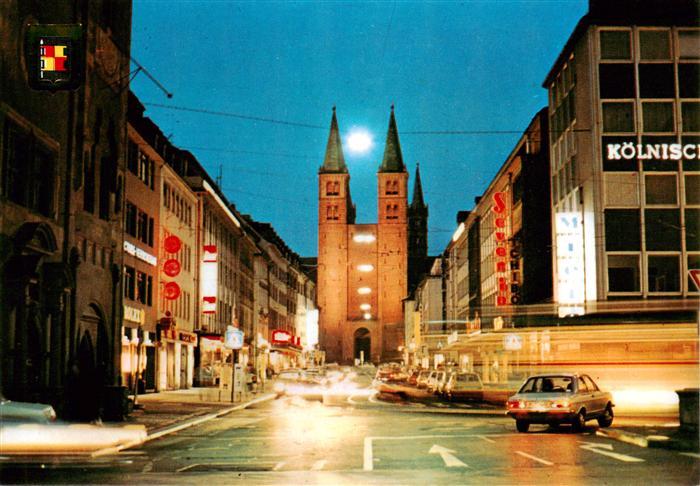 Wuerzburg Bayern Beim Grafeneckart mit dem Dom bei Nacht