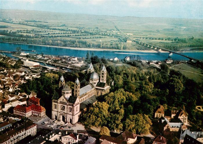 Speyer Rhein Dom mit Rheinbruecke Fliegeraufnahme