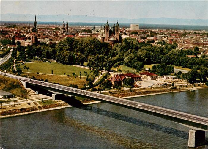 Speyer Rhein Fliegeraufnahme mit Rheinbruecke