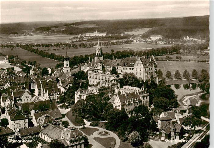 Sigmaringen Stadtpanorama mit Schloss Original Fliegeraufnahme