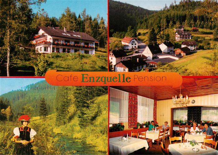 Gompelscheuer Cafe Pension Enzquelle Gastraum Trachten Ortsansicht