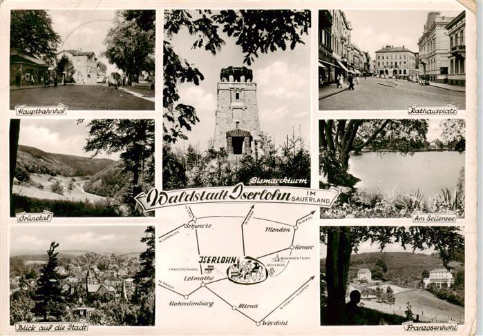 Iserlohn Hauptbahnhof Panorama Gruenetal Bismarckturm Rathausplatz Seilersee Fra