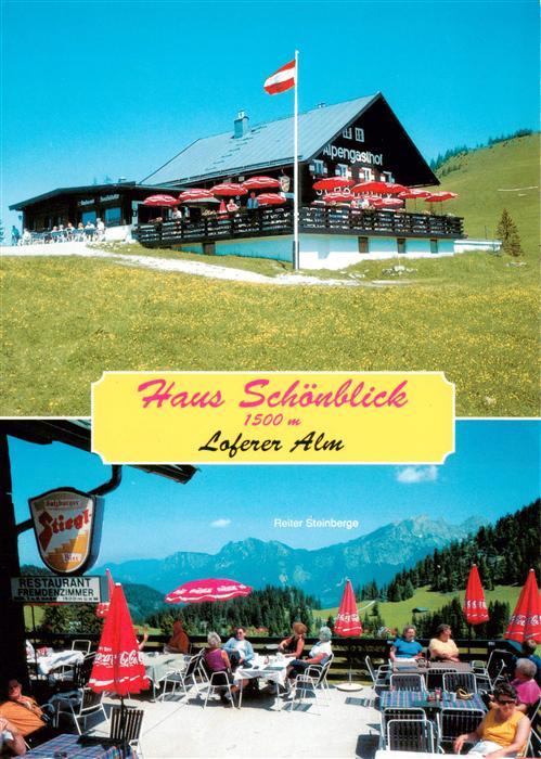 Lofer AT Alpengasthof Haus Schoenblick Loferer Alm Terrasse Fernsicht Loferer St
