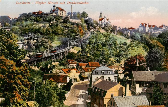 Loschwitz Dresden Elbe Weisser Hirsch mit Drahtseilbahn
