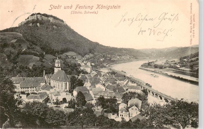 Koenigstein Saechsische Schweiz Stadt und Festung