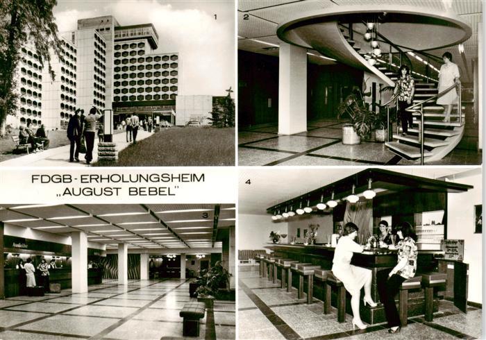 Friedrichroda FDGB Erholungsheim August Bebel Empfangshalle Wendeltreppe 
Halle