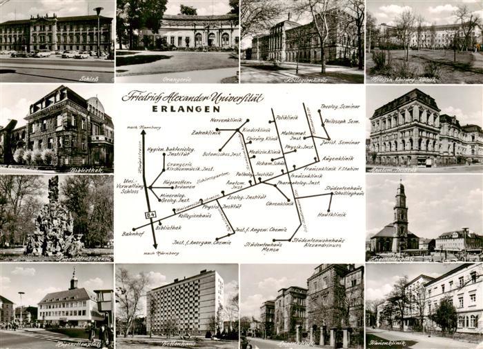 ERLANGEN Bayern Schloss Orangerie Bibliothek Hugenottenbrunnen Hugenottenplatz K