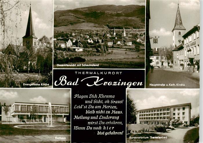Bad Krozingen Ev Kirche Panorama mit Schauinsland Hauptstr Kath Kirche Kurhaus K