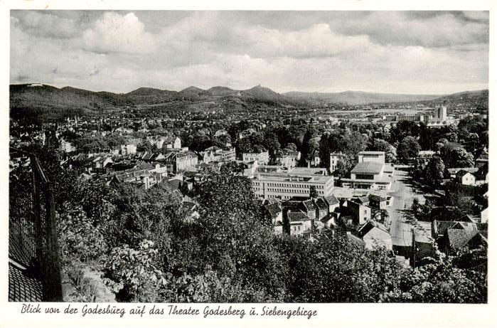 Bad Godesberg Blick von der Godesburg auf Theater und Siebengebirge