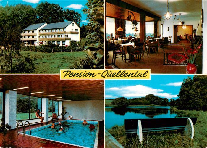 Buende  Westfalen Pension Quellental Gastraum Hallenbad Weiher