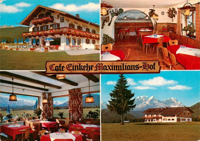 Kruen Garmisch-Partenkirchen Cafe Einkehr Maximilians Hof Gastraeume Panorama