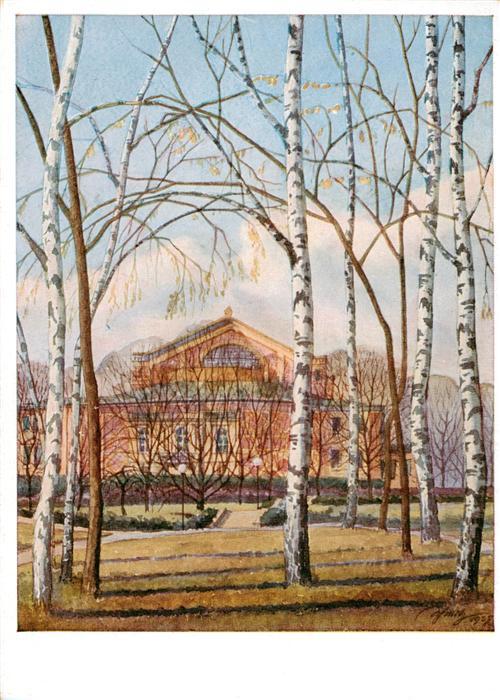 BAYREUTH Bayern Richard Wagner Festspielhaus Aquarell