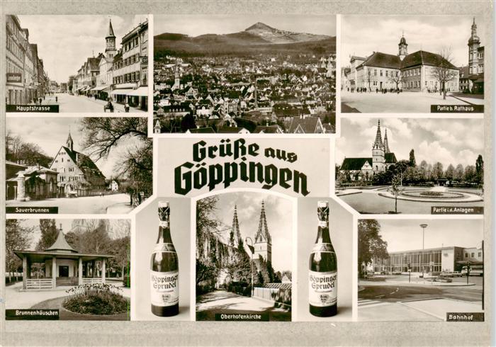 Goeppingen Hauptstrasse Rathaus Sauerbrunnen Brunnenhaeuschen Oberhofenkirche An