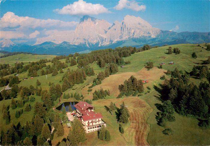 Seiseralm Alpe di Siusi Trentino IT Hotel Steger Dellai Fliegeraufnahme