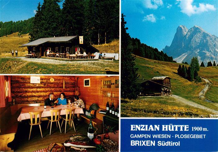 Brixen Bressanone Suedtirol IT Enzian Huette Gaststube Gampen Wiesen