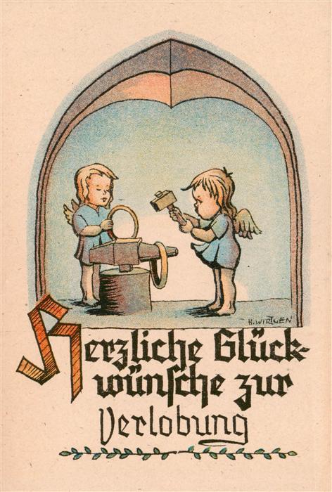 BERLIN CITY Verlobung Engel Amboss Ring Schmied Glueckwunsch Illustration Gotis
