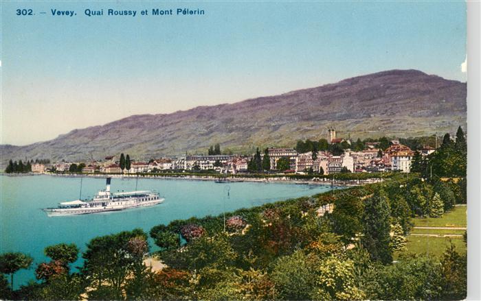 Vevey VD Quai Roussy et Mont Pelerin
