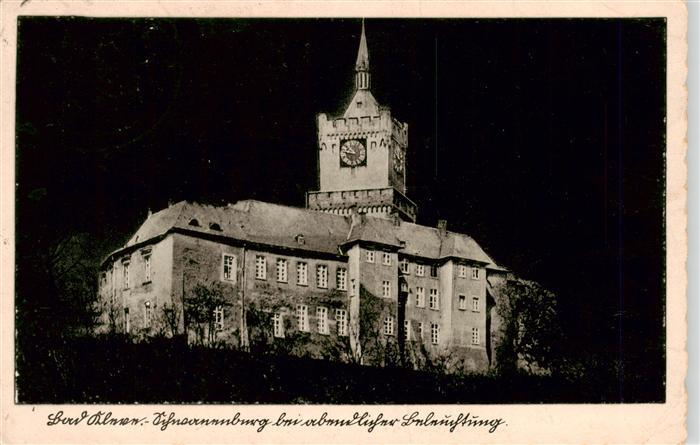 Bad Kleve Schwanenburg bei abendlicher Beleuchtung