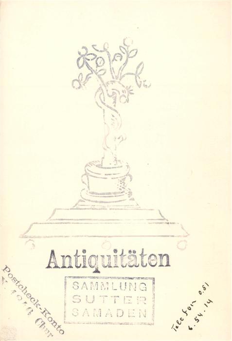 Samedan Samaden GR Antiquitaeten Sammlung Sutter Samaden Dankkarte
