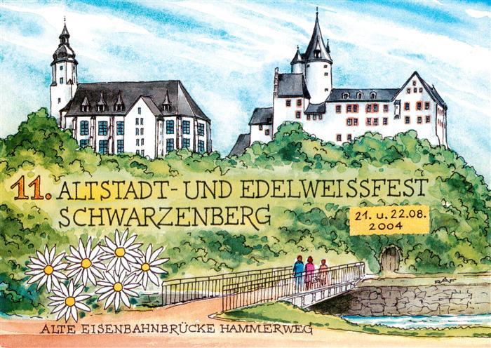 Schwarzenberg Erzgebirge Edelweissfest Alte Eisenbahnbruecke Hammerweg Illustra