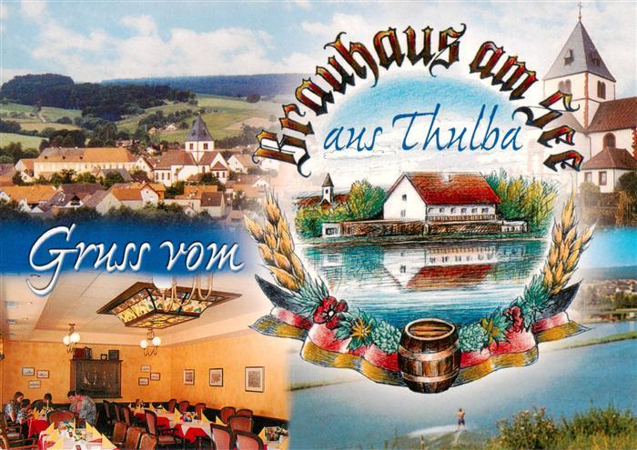 Thulba Brauhaus am See Gastraum Panorama Kirche