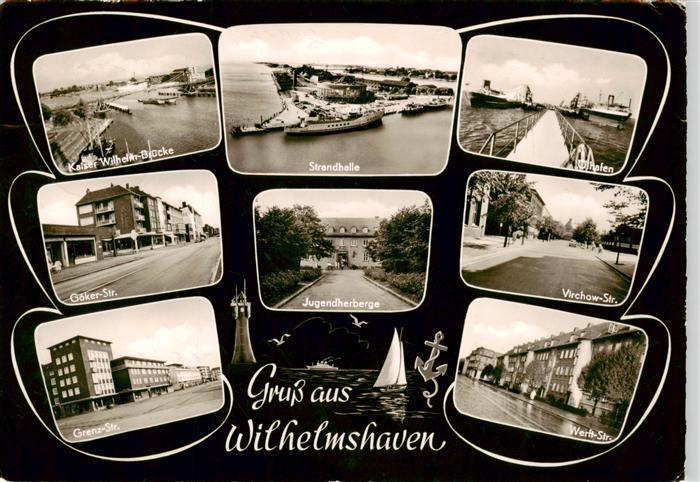 Wilhelmshaven  CITY Kaiser Wilhelm Bruecke Strandhalle oelhafen Strassenpartien