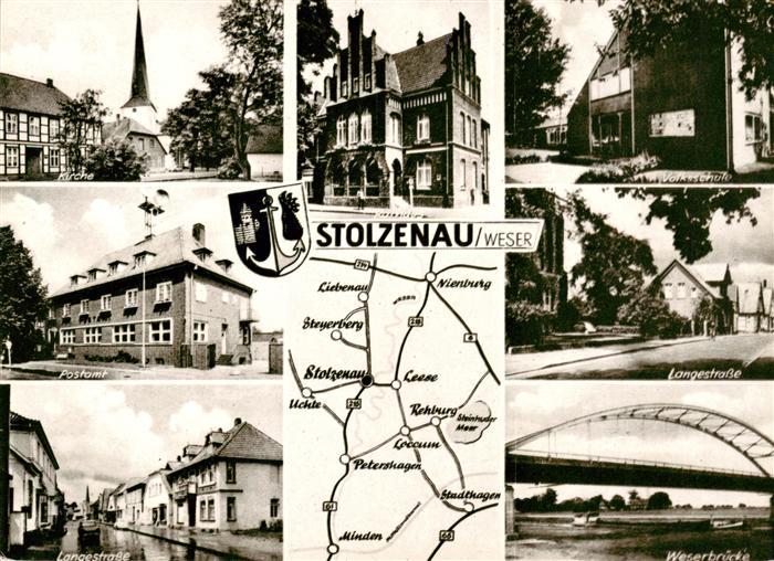 Stolzenau Weser Kirche Postamt Langestrasse Rathaus Volksschule Weserbruecke