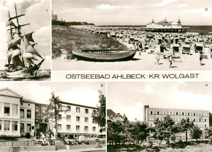 Ahlbeck Ostseebad Segelschulschiff Wilhelm Pieck Strand Seebruecke FDGB Erholung