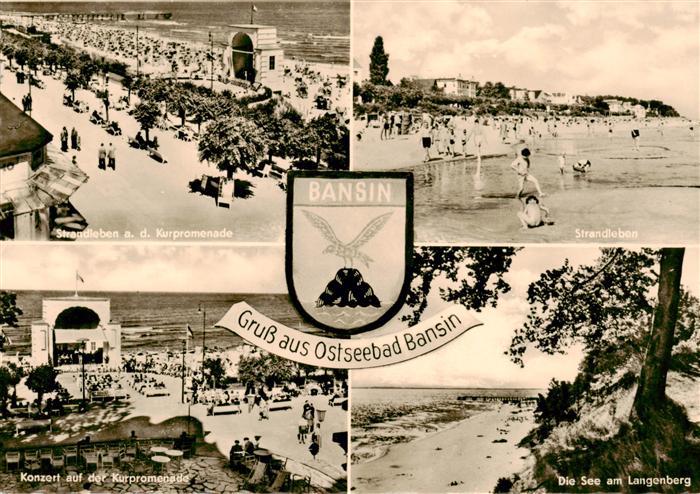 Bansin Ostseebad Strandleben Kurpromenade Konzertpavillon Die See am Langenberg