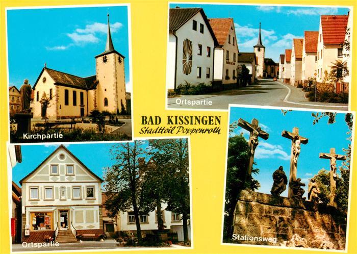 Poppenroth Motiv mit Kirche Ortspartien Stationsweg Kreuzweg Kreuze